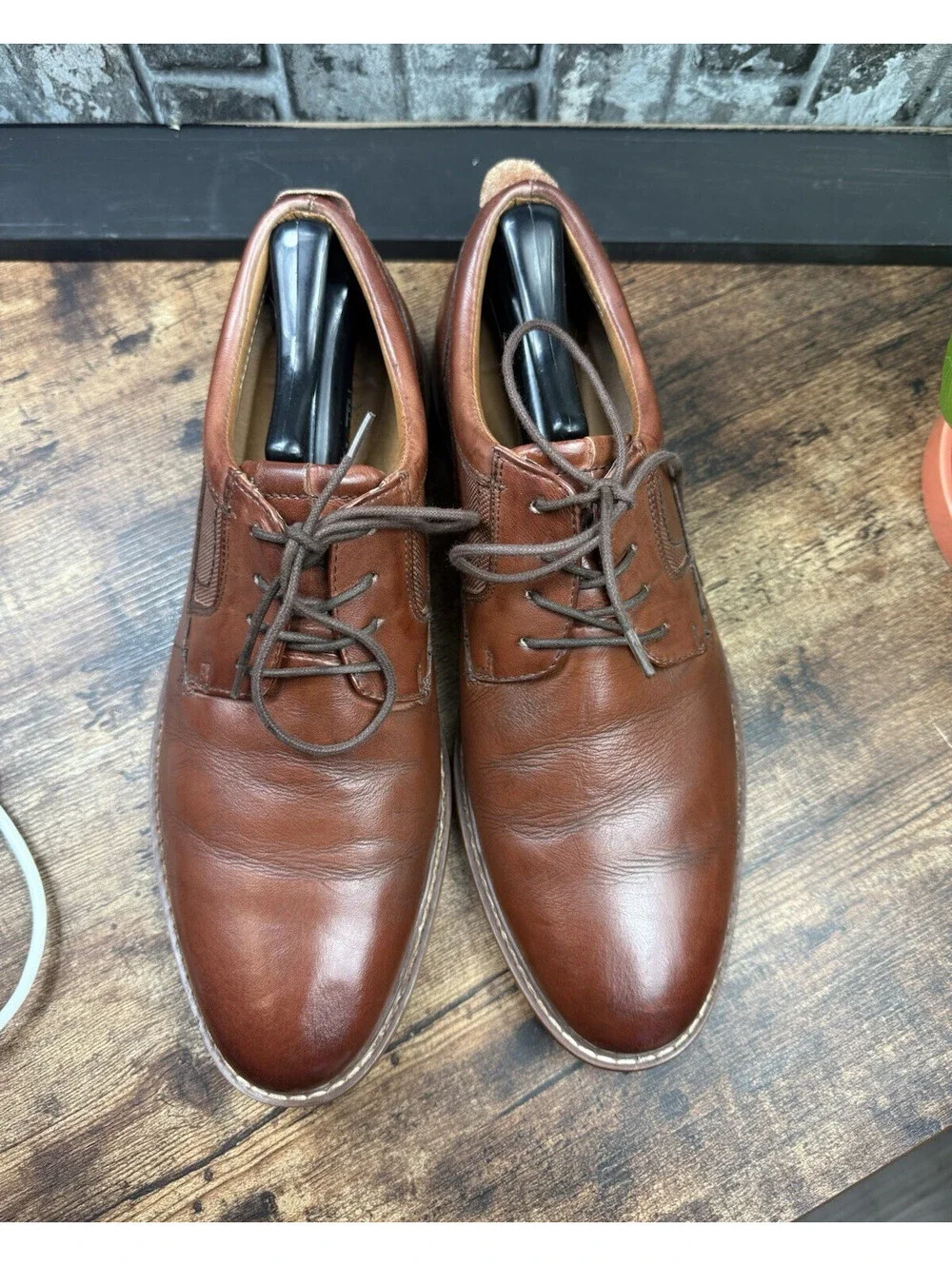 Steve Madden Oakes Men’s Brown Leather Lace-Up Derby Dress Shoes Round Toe US 11